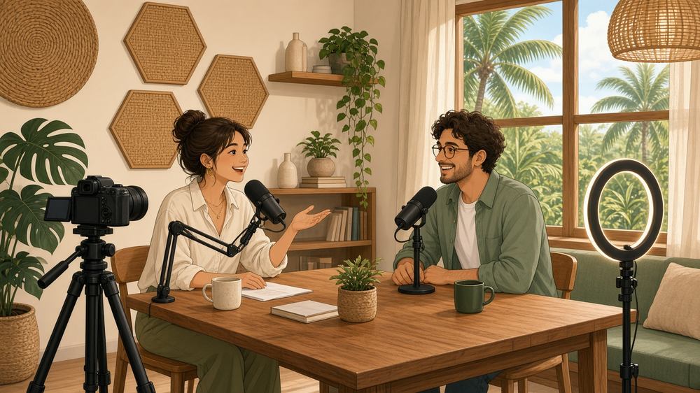 Comic: Podcast-Aufnahme und Videodreh im Creator Studio